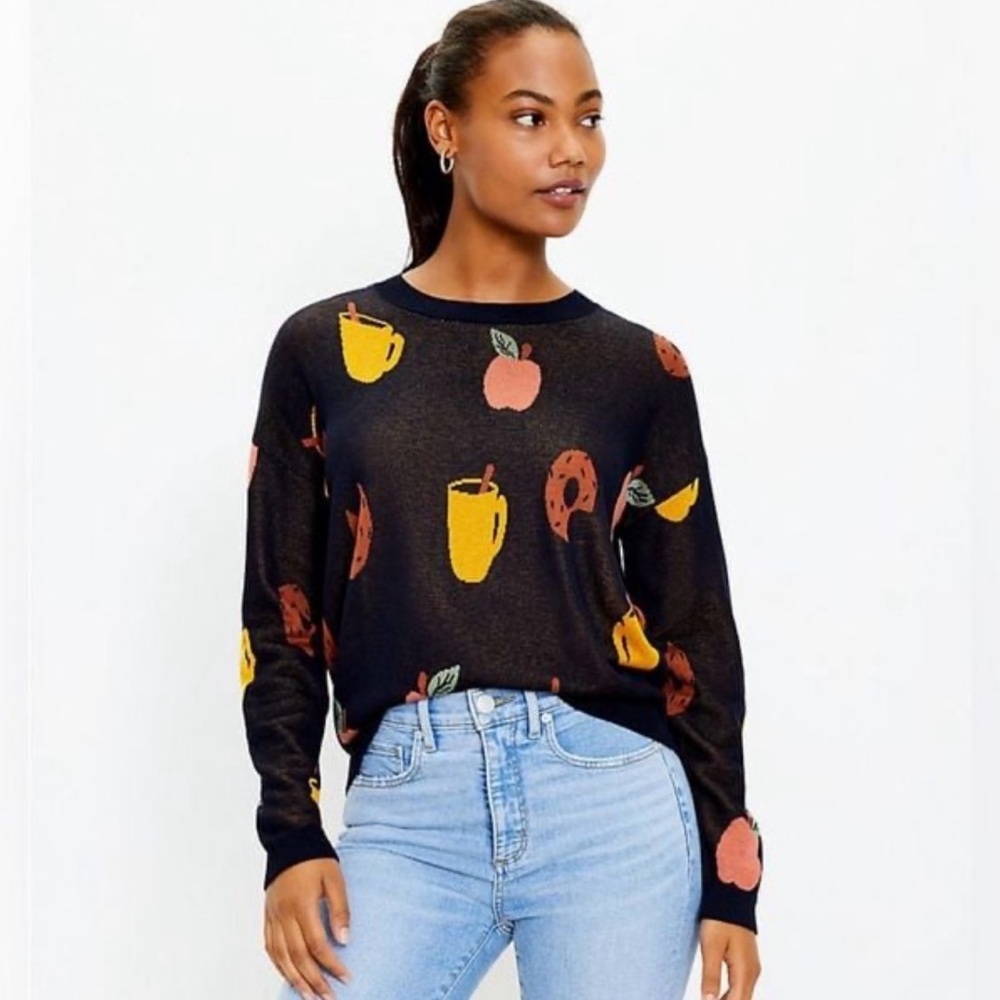 Loft Apple Cider Donut Long Sleeve Pullover Sweater